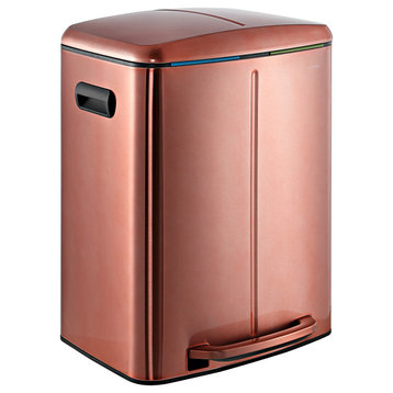 Marco Rectangular 10.5-Gallon Double Bucket Trash Can With Soft-Close Lid, Rose
