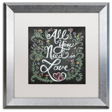Elizabeth Caldwell 'All You Need is Love' Art, Silver Frame, White Mat, 16x16