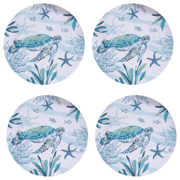 Sea Turtle Go with Flow Blue Sea Braided Placemats Kitchen Dining Room Set of 4