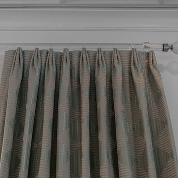 French Pleated Drapery Panels with Acrylic Hardware