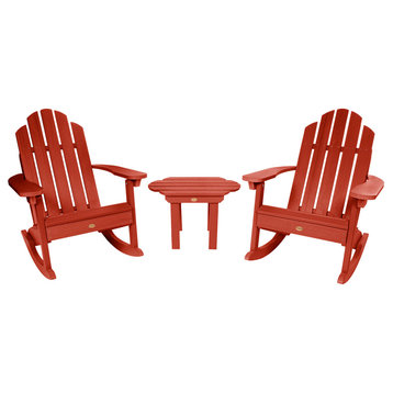 2 Classic Westport Adirondack Rocking Chairs, Classic Westport Side Table, Rusti