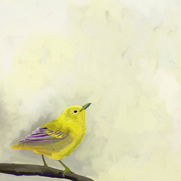"Yellow Bird on Branch" Canvas Wall Art by Cathy Walters, 18"x18"