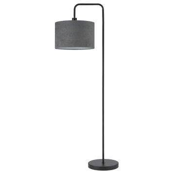 Barden 58" Floor Lamp, Black/Shade: Dark Gray Velvet