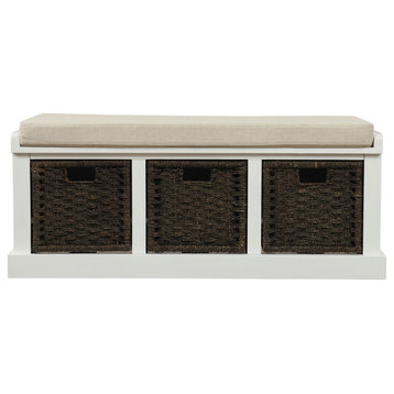 Storage Bench With 3 Removable Classic Basket Entryway Bench Storage