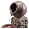 Outdoor Stacked Pot Waterfall Fountain, Gray
