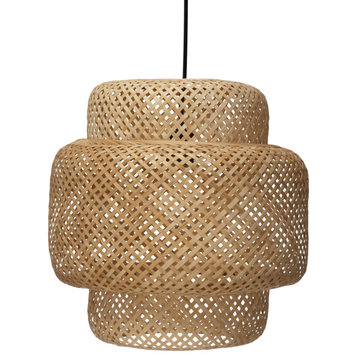 Handwoven Bamboo Ceiling Light, Natural
