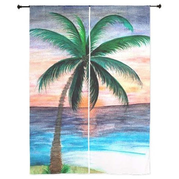 Palm Tree Tropical Sheer Curtains, Sunset Palm
