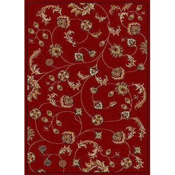 Radici Como 1835 Floral Rug, Red, 2'2"x7'7" Runner
