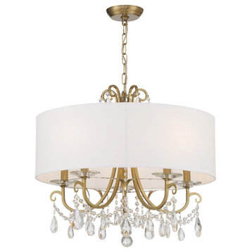 Crystorama 6625-VG-CL-MWP 5 Light Chandelier in Vibrant Gold with Silk