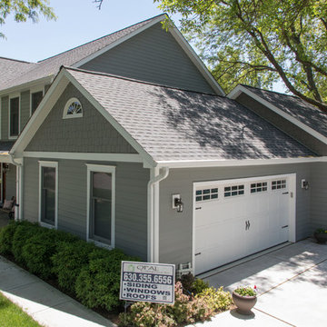 Gray Slate James Hardie siding installation in Naperville + New Roof!