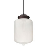 Besa Lighting - Besa Lighting 1JT-OLINFR-BR Olin - One Light Cord Pendant with Flat Canopy - Our Olin is a modern and interesting closed bottom cylindrical shape, with a gently pointed accent, its retro styling will gracefully blend into today's environments. Our Frost glass is clear pressed glass that has been etched to diffuse the light, resulting in a semi-translucent appearance. Unlit, it appears as simply a textured surface like satin, but when lit the glass has a calming glow. The smooth satin finish on the clear outer layer is a result of an extensive etching process. This handcrafted glass uses a process where every glass is consistently produced using a press mold, keeping variations to a minimum. The cord pendant fixture is equipped with a 10' SVT cordset and an low profile flat monopoint canopy. These stylish and functional luminaries are offered in a beautiful brushed Bronze finish.  Canopy Included: TRUE  Shade Included: TRUE  Cord Length: 120.00  Canopy Diameter: 5 x 5 x 0 Dimable: TRUEOlin One Light Cord Pendant with Flat Canopy Bronze Frost GlassUL: Suitable for damp locations, *Energy Star Qualified: n/a  *ADA Certified: n/a  *Number of Lights: Lamp: 1-*Wattage:60w Medium base bulb(s) *Bulb Included:No *Bulb Type:Medium base *Finish Type:Bronze