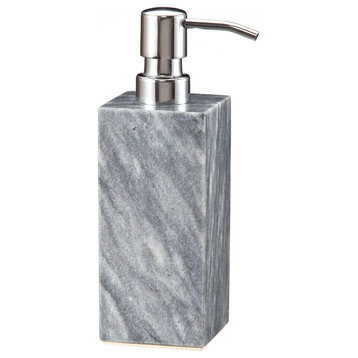 Myrtus Collection Cloud Gray Marble Soap Dispenser, Silver