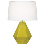 Robert Abbey - Robert Abbey CI930 Delta - One Light Table Lamp - Cord Length: 96.00  Base Dimension: 10.25  Cord Color: SilverDelta One Light Table Lamp Citron Glazed/Polished Nickel Oyster Linen Shade *UL Approved: YES *Energy Star Qualified: n/a  *ADA Certified: n/a  *Number of Lights: Lamp: 1-*Wattage:150w Type A bulb(s) *Bulb Included:No *Bulb Type:Type A *Finish Type:Citron Glazed/Polished Nickel
