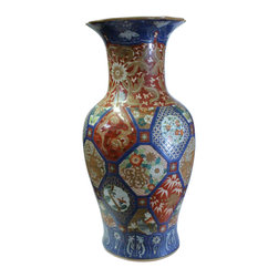 Vintage Chinese Oriental Imari Mixed Color Porcelain Decor Vase - Vases