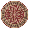 Davenport Traditional Oriental Red Round Area Rug, 5' Round
