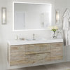 Boutique Bath Vanity, Natural Wood, 60", Single Sink, Wall Mount