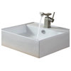 Kraus White Square Ceramic Sink and Unicus Basin Faucet Brushed Nickel
