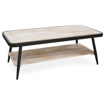 Industrial Style Distressed Whitewash And Gray Coffee Table