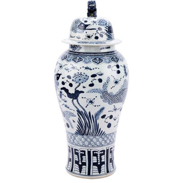 Temple Jar Vase Fish Extra Large Colors May Vary Blue White Variable