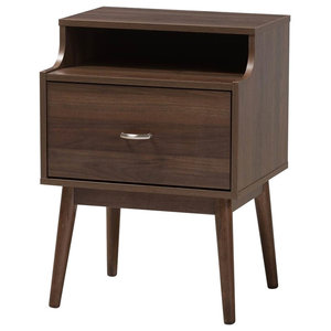 Ashley Furniture Daneston 1 Drawer Nightstand Brown Graphite Mid Century Modern Nightstand In Walnut Brown Finish