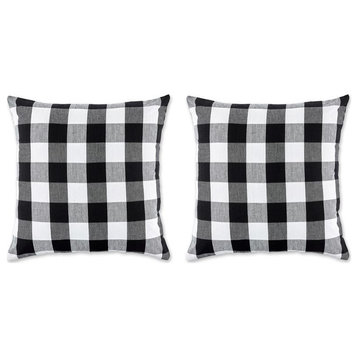 DII 20x20" Modern Cotton Buffalo Check Pillow Cover in Black/White (Set of 2)