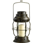 Cyan Design - Willow Lantern - The Willow Lantern makes a stylish addition to a mantel or outdoor patio table. This classic lantern has dark metal framework, a glass votive holder, and a metal handle for easy hanging. Its Old-World-inspired finish gives it a traditional look.