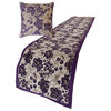 Designer Purple Velvet CA King 86"x18" Bed Runner, Floral, Velvet - Plum Petal