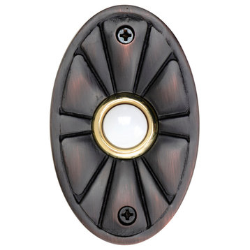 Solid Brass Oval Flower Doorbell in 4 Finishes, Oil Rubbed Bronze