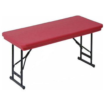 Correll 17-27 Adjustable Height Heavy Duty Plastic Blow-Molded Folding Table Red