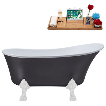 55" Streamline N359WH-IN-WH Clawfoot Tub and Tray With Internal Drain