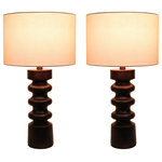 Urbanest - Set of 2 Lamont Table Lamps, English Bronze - This set of matching table lamps includes 2 lamp bases in English Bronze and 2 12" off-white silk Uno-fitter lampshades.