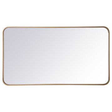 Elegant Decor MR802240BR Soft Corner Metal Rectangular Mirror, 22"x40"