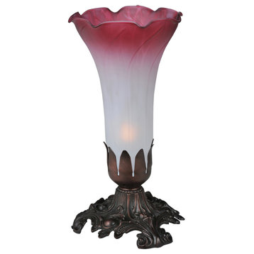 8H Pink/White Pond Lily Accent Lamp