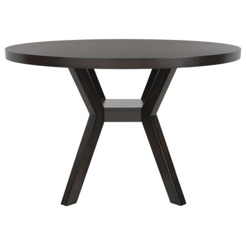 Safavieh Couture Luis Round Wood Dining Table, Black Charcoal
