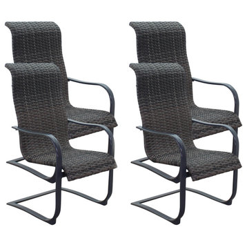 Courtyard Casual Santa Fe Aluminum Spring Chair Wicker Seat, Set of 4