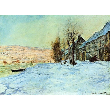 Claude Oscar Monet Lavacourt, Sun and Snow Premium Canvas Print