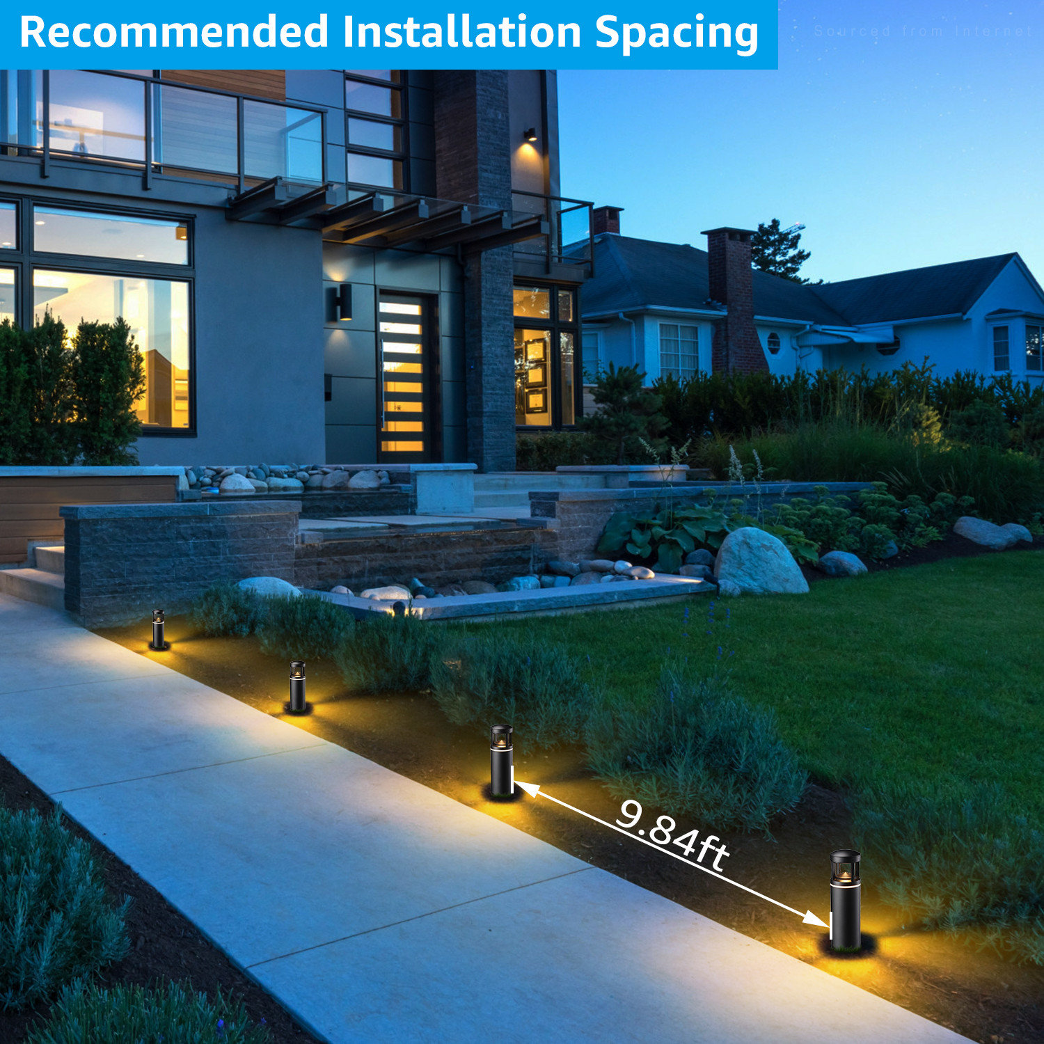 8-Pack RGB LED Pathway Lights, 7 Color Changing, Aluminum, Black ...