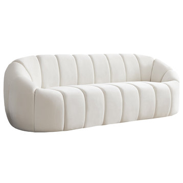 Elijah Velvet Upholstered Sofa, Cream