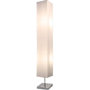 Honors Chrome Floor Lamp Set 50 Inches Tall With White Paper Shade, 1-Pack