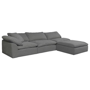 Puff 4 Pc Slipcovered Modular Sectional Sofa Performance Fabric Gray