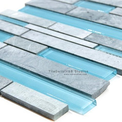 Random Brick Marble and Glass Mosaic - Wall And Floor Tile