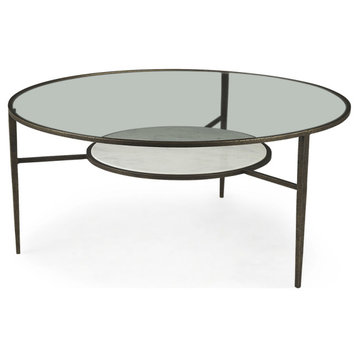 Iron Glass And Marble Round Coffee Table