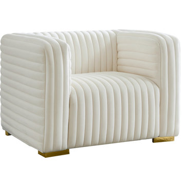 Ravish Velvet Upholstered Chair, Cream