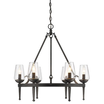 Marcellis 6 Light Chandelier in Dark Natural Iron with Clear Glass