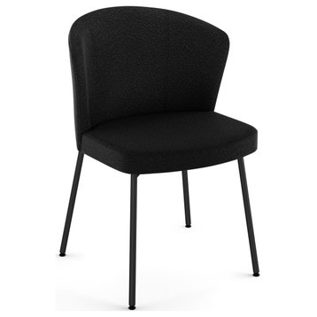 Amisco Camilla Dining Chair, Charcoal Grey Boucle Polyester / Black Metal