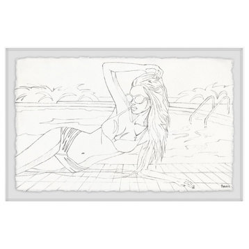 "Pool and Curves" Framed Painting Print, 24"x16"