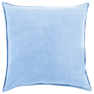 Cotton Velvet 20" x 20" Pillow Cover, Bright Blue, 20"x20"