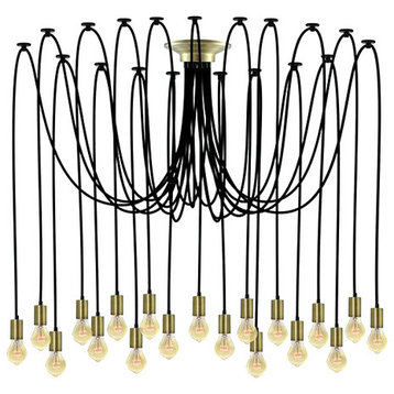 Large Black And Bronze Swag Chandelier
