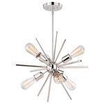 Vaxcel - Estelle 6-Light Pendant Polished Nickel - Mid-century meets modern with this timeless and uniquely artistic sputnik pendant from the Estelle collection. It features six exposed bulbs, adding elegance and drama to your dining room, living room, foyer, kitchen, or bedroom. Available in natural brass and polished nickel finish that complements just about any decor. Combine that with a vintage Edison style filament bulb to complete the look.