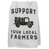 Support Your Local Farmers White with Black Printed Cotton Kitchen Dish Towel